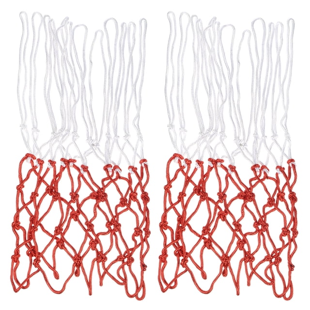 Unique Bargains 17.7' 3.5mm Polyester Basketball Hoop Rim Net Replacement, White Red 2 Pack
