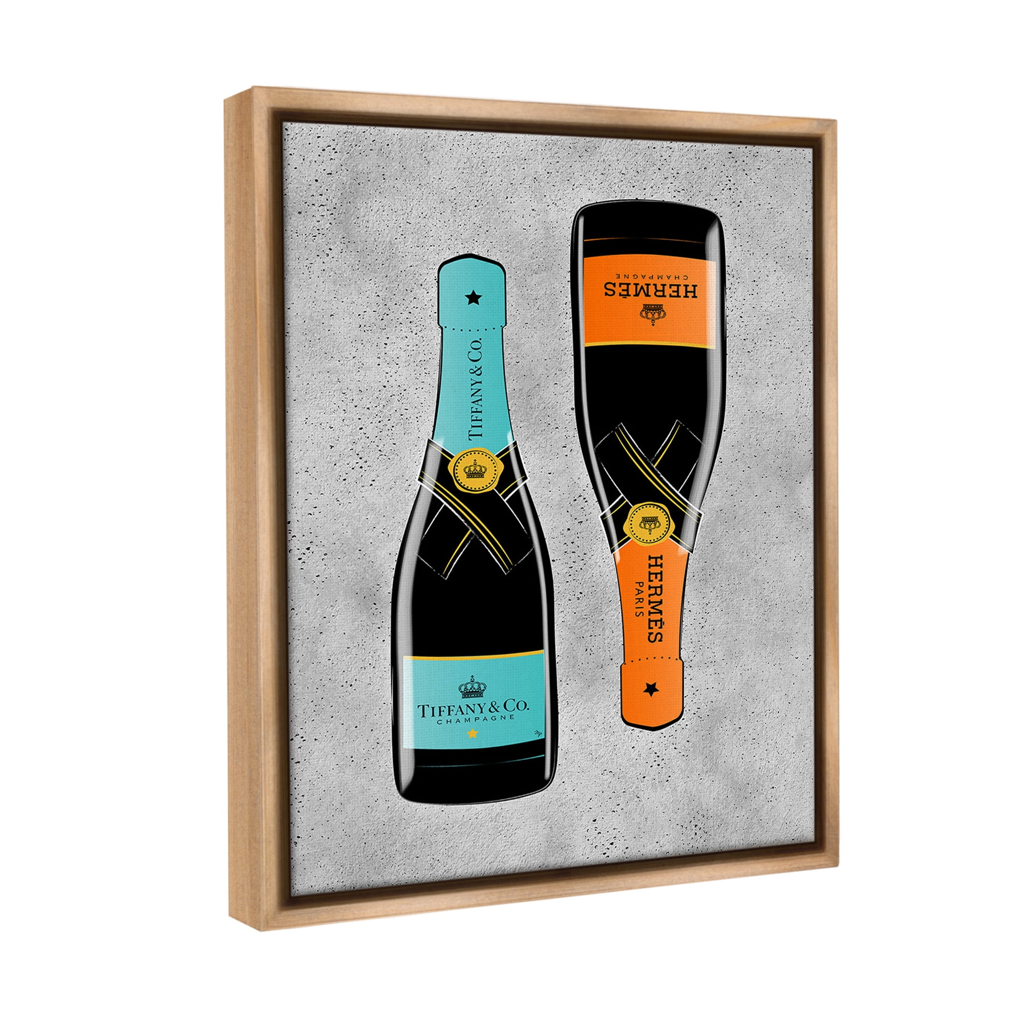 Stupell Industries Chic Glam Champagne Food & Beverage Painting Brown Floater Framed Canvas Art Print Wall Art, 25 x 31