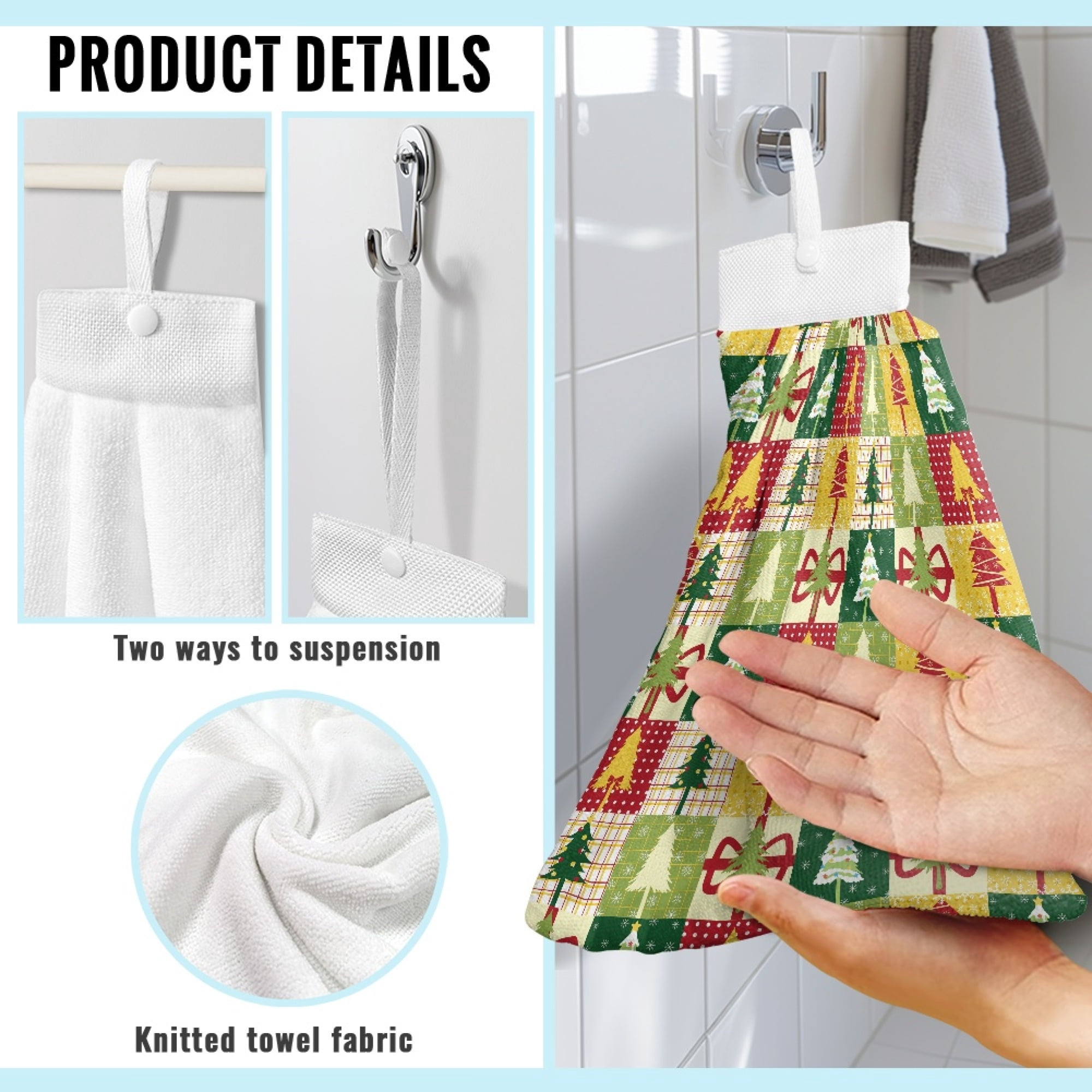 SEANATIVE Christmas Hand Towels for Kitchen Decorative Absorbent Kitchen Towels for Hand Drying Portable Fingertip Towel for Bathroom Washable Dish Towels for Dining Table Coffee Table 2 Pcs