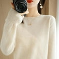 thumbnail image 1 of Suéter de cuello redondo de otoño e invierno, suéter de mujer, suéter de color sólido, manga larga, camisa de base corta interior fina para mujer, 1 of 6