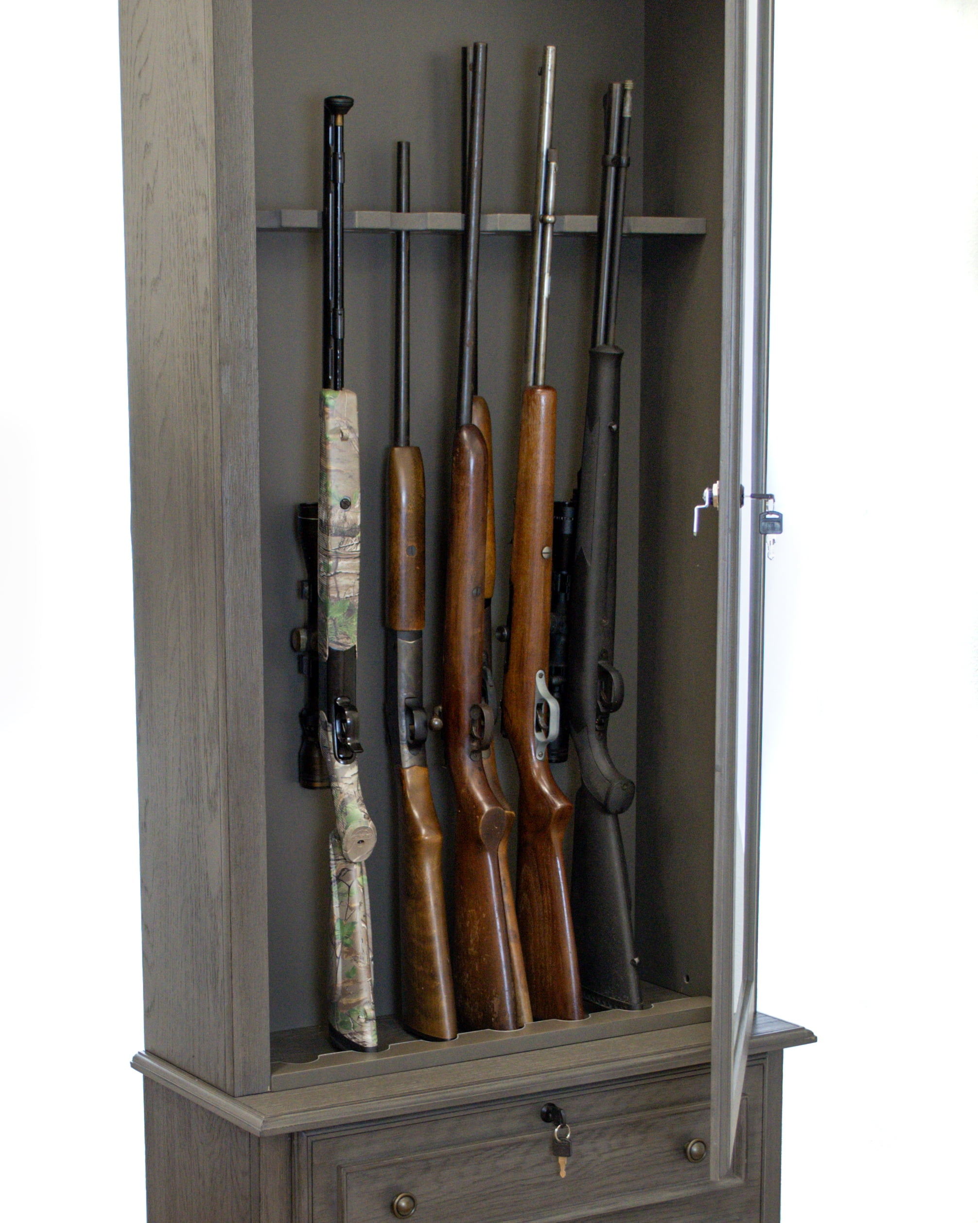 American Furniture Classics Model 860 Classic 12 Gun Cabinet Grey