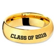 thumbnail image 2 of Tungsten Graduating Class Of 2019 Band Ring 7mm Men Women Comfort Fit 18k Yellow Gold Dome Polished, 2 of 4