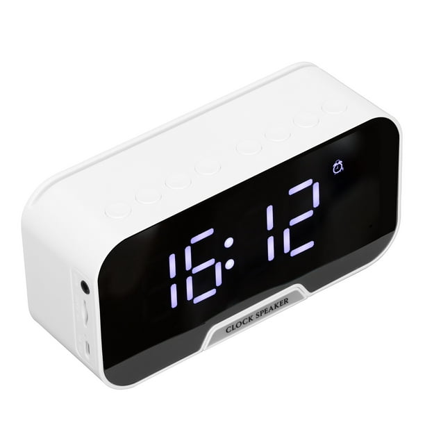 Altavoz con reloj Bluetooth multifuncional Bling Bling D-88 color blanco
