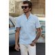 thumbnail image 4 of ABPHQTO Camisa de hombre de manga corta con botones azules, 4 of 5