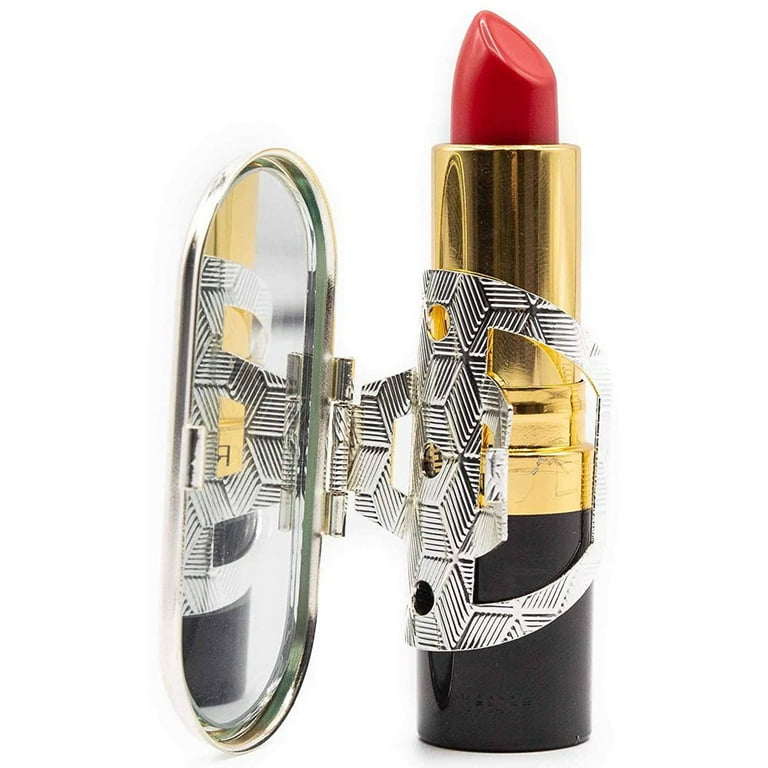 Vintage Clip-On Round Lipstick Case with Mirror (Retro Squares)