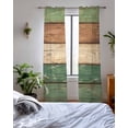 thumbnail image 3 of Farmhouse Dark Sage Green Brown Sheer Curtains 63 Inch Length 2 Panels Set for Living Room/Bedroom, Vintage Wooden Striped Kitchen Curtains Grommet Semi-Sheer Curtains Window Treatments 42"x63"x2, 3 of 7