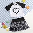 thumbnail image 5 of Tfken Summer Girls Cute Swimsuit Set Outfits Beach Swim Two Piece Swimming Heart Print Tops With Trunks Set Swimwear Short Sleeve Children Soft Bathing Suits Size 8-9 Years White, 5 of 9