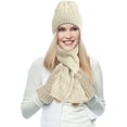 thumbnail image 3 of Conjuntos de gorro, bufanda y guantes para mujer Bufanda larga de punto suave y cálida 3 en 1 Conjunto de punto grueso de invierno para esquiar al aire libre Compras Pesca Cmping Xemadio LN-2203-1, 3 of 8