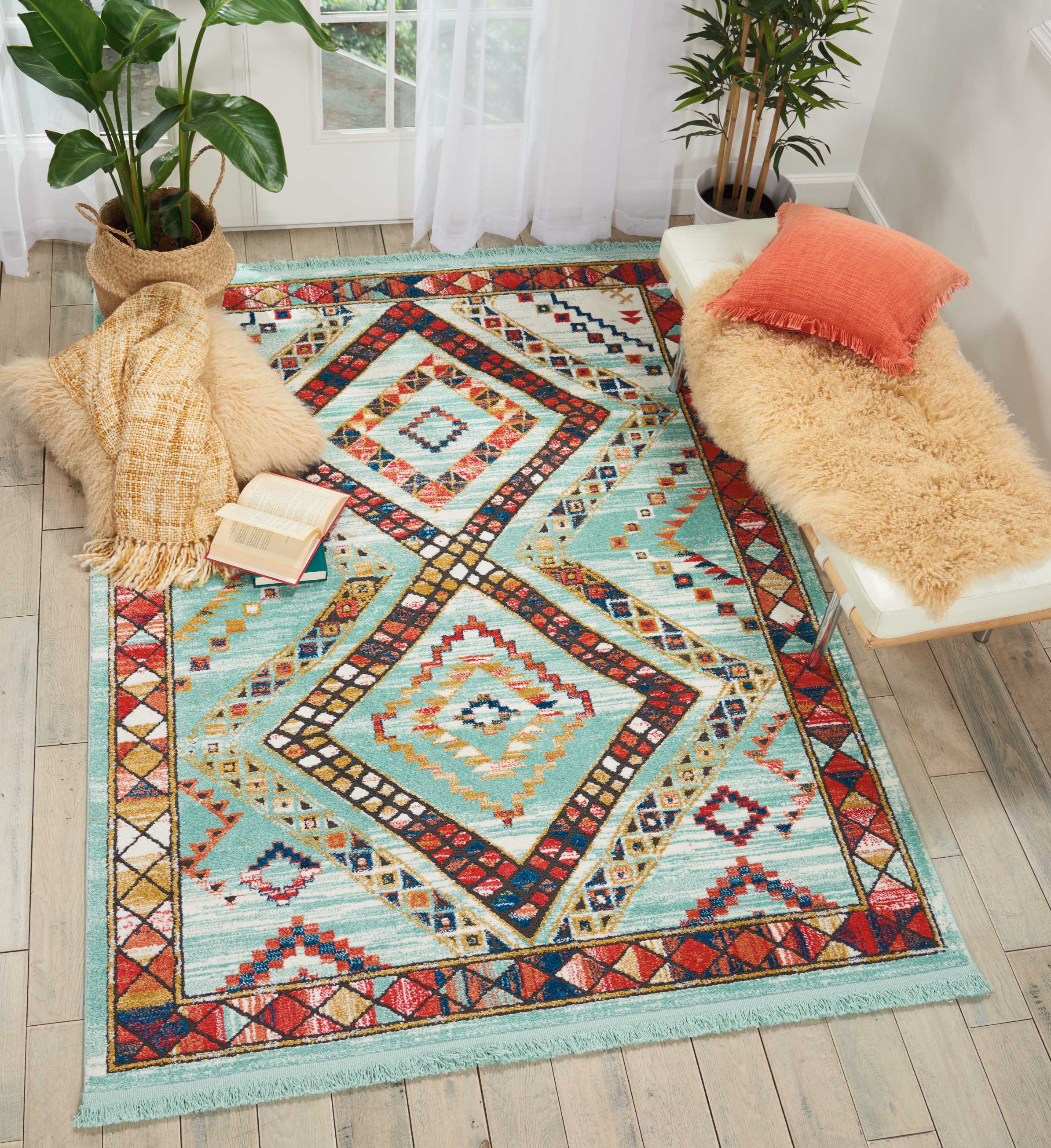 Buy Nourison Tribal Decor Tribal Aqua Area Rug Online at Lowest Price ...