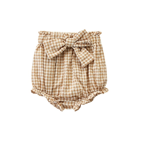 Qmyliery Baby Girls Triangle Pants, Plaid Ruffle Ruched Big Waist Bow High Waist Briefs, Infant/Toddler Stretchy Thigh Cuff Underwear