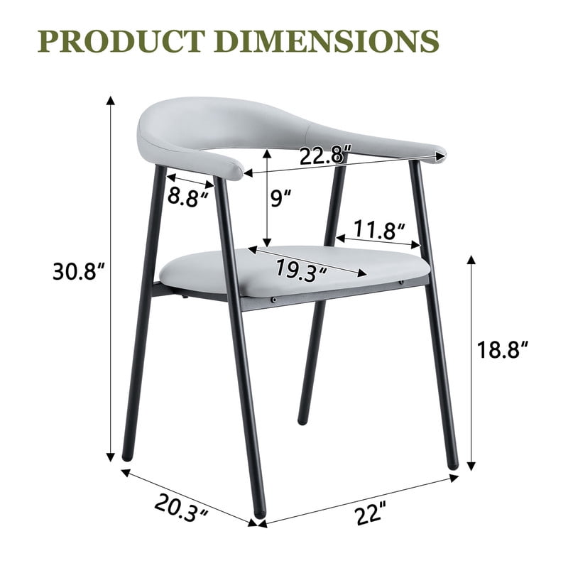 Vinform Upholstered Dining Chairs Set of 4, PU Leather Dining Room Chairs, Light Gray