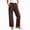 Coffee, variant on Women Pull On Denim Jeans Stripe Wide Leg High Waist Pull On Pants Loose Fit Straight Casual Trousers Army Green Size S