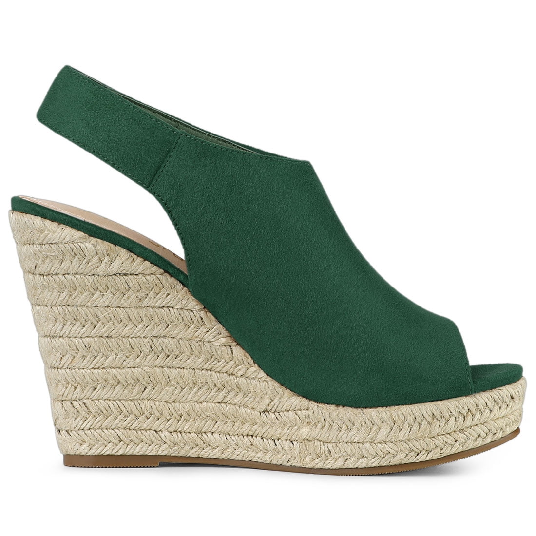 DARING DIVA Slingback Platform Wedges Heel Espadrille Wedge Sandals Emerald Green 8