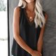 thumbnail image 5 of Camiseta de mujer Encaje Cuello en V Sin mangas Blusa informal Top de verano, Negro, L Inevent AP001334-13, 5 of 7