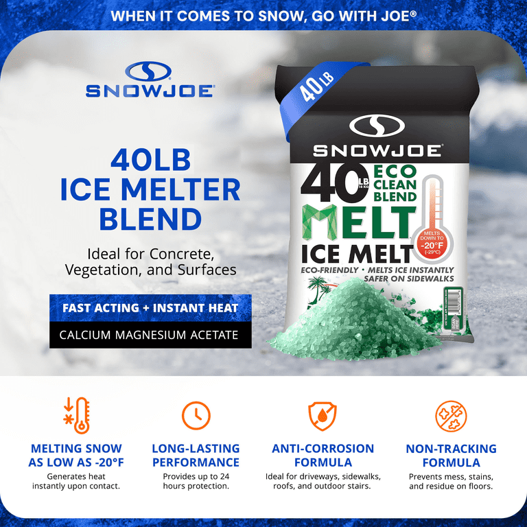 Snow Joe Eco Clean Ice Melt, 40lb Bag for Safe Concrete, Driveway