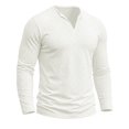 thumbnail image 5 of SUYIDA Men's Solid Color Button Top, Long Sleeve Casual Tee, Everyday Wear Comfortable Shirt, 5 of 6