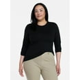 thumbnail image 2 of Time and Tru Women's Slim Crewneck Tee with Long Sleeves, Sizes XS-XXXL, 2 of 5