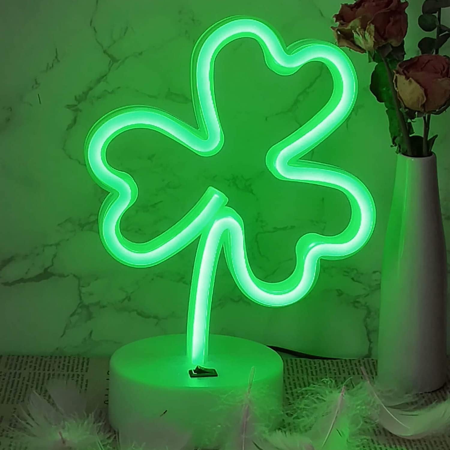 HuiyiNeon Light Base, Cactus Lights Neon Signs - Cactus Neon Light for Bedroom,Tabletop Decor - Battery/USB Powered Green LED Cactus Light