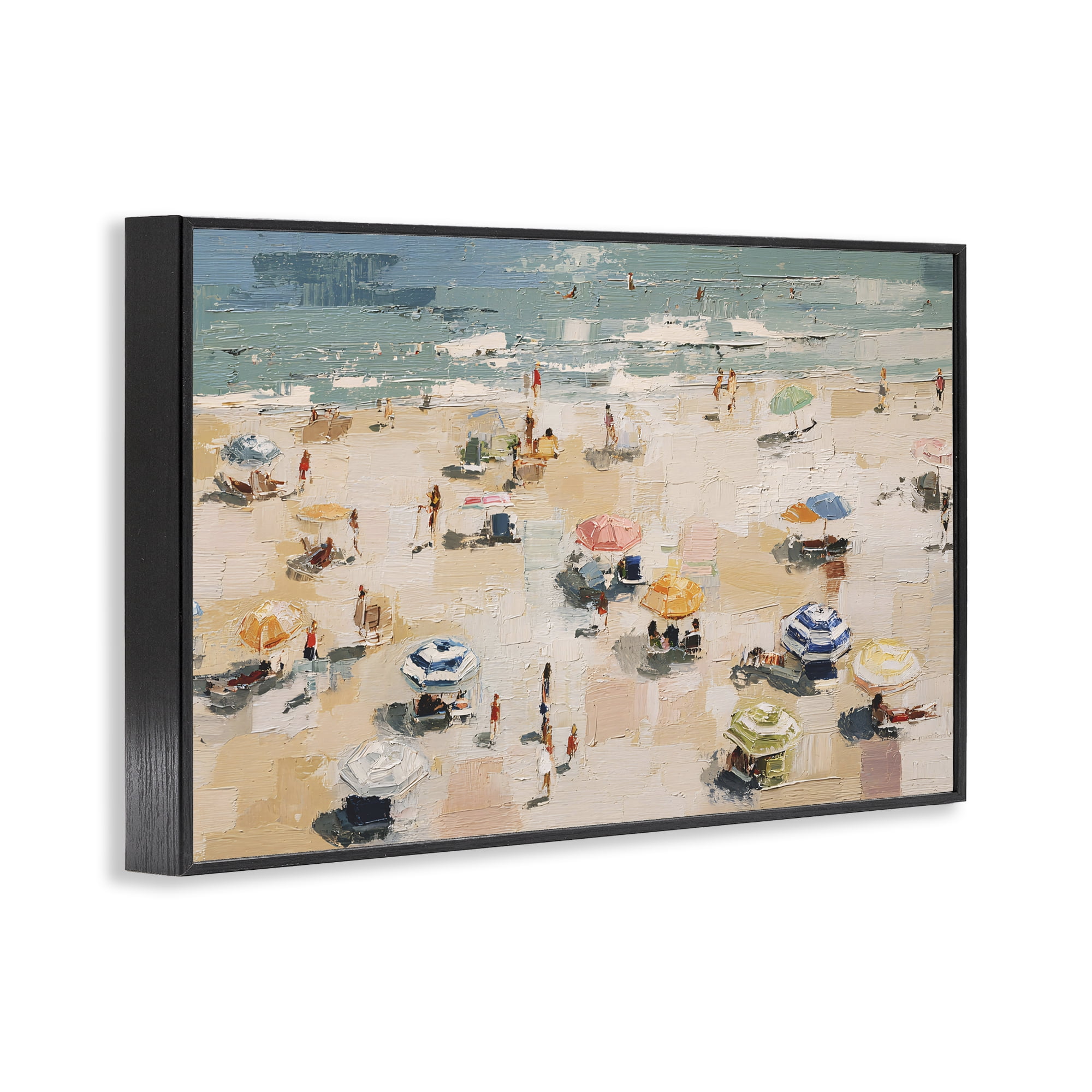 Stupell Industries Summer Beachgoers Expression Black Framed Giclee Art, design by Jacky Ngan