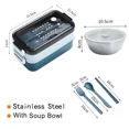 thumbnail image 1 of Double Microwave Bento Box Portable Sealed Crisper Box High Temperature Resistant Compartmentalized Lunch Box Stainless-blue, 1 of 6