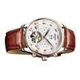 thumbnail image 4 of Mecánico Automático Hombres Reloj de pulsera Esqueleto Clásico Cuero Acero Hombres marrón Yuyangstore Reloj de hombre, 4 of 8