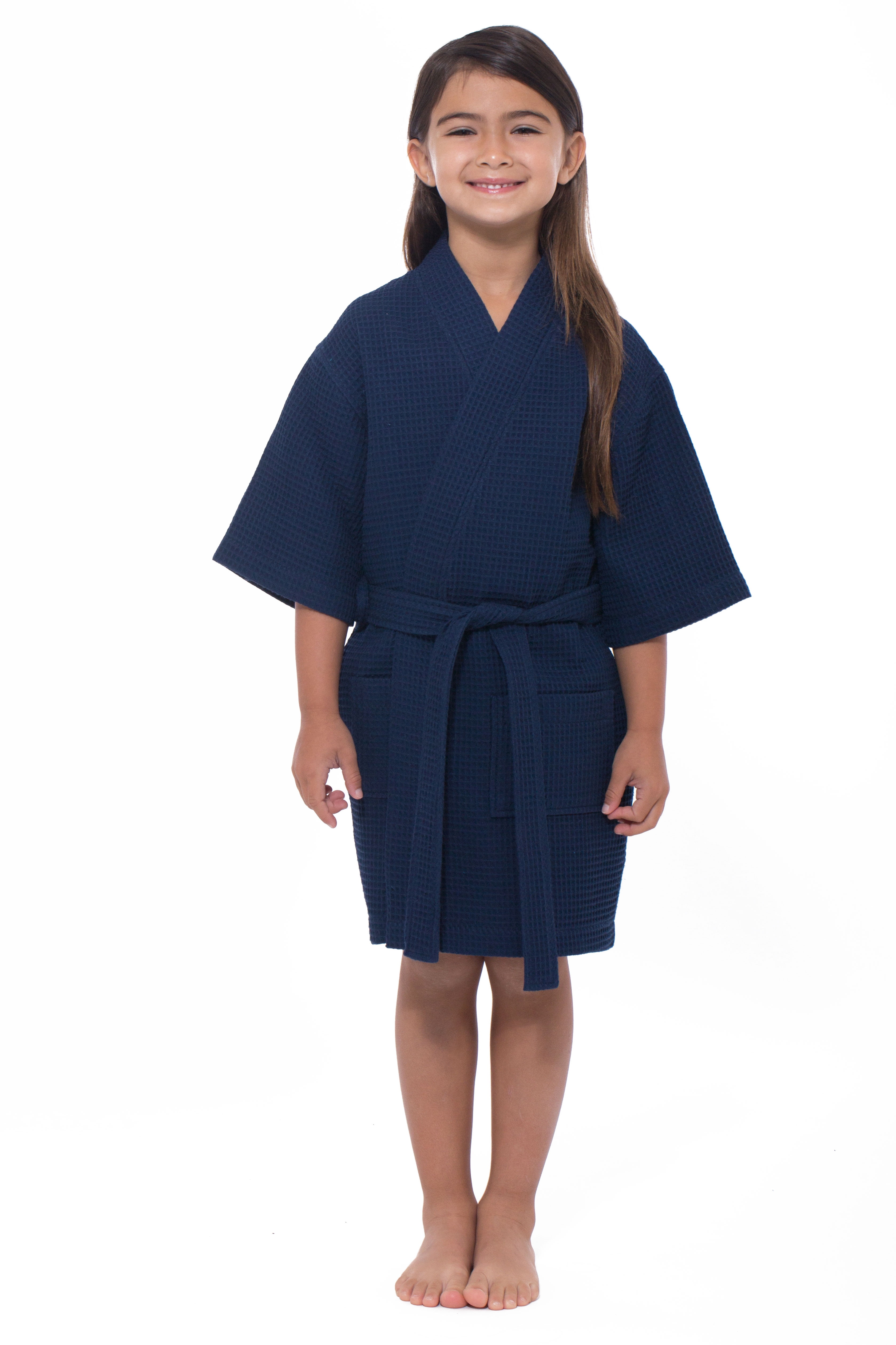Turquaz Linen Kids Spa Party, Flower Girl Waffle Kimono Robe