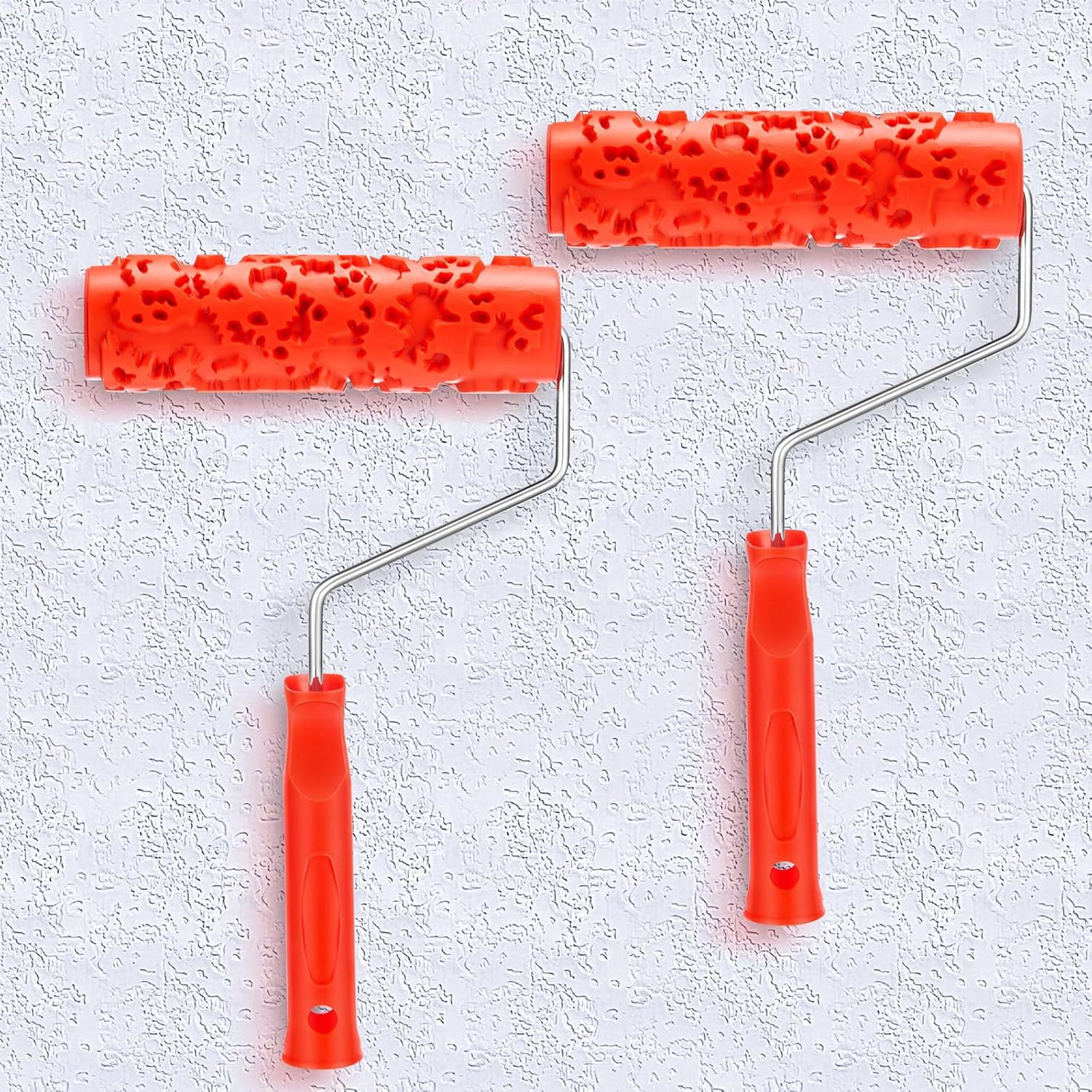 ABPETE 2 Pcs 7'' Texture Roller Pattern Paint Roller for Wall Decoration Classic Rubber Roller Texture Roller Tool to Add Design to Thick Slurry Elastomeric Coatings, Not Paint Rollers (Eg300t)