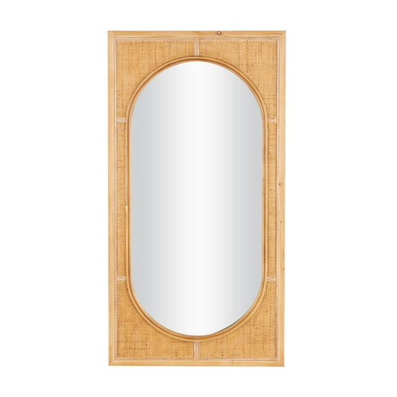 DecMode 22" x 42" Brown Wall Mirror with Oval Center