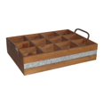 thumbnail image 1 of Cheungs 4938BR 4 lbs Wooden 12 Compartment Caddy with Metal Accent & Side Handles, 1 of 1