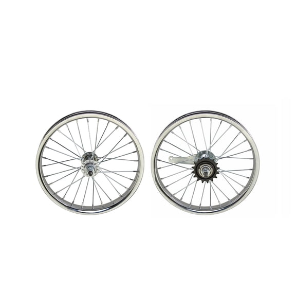 Bike 14 X 32mm Steel Front & coaster Wheel 28 Spoke 14G Chrome 3/8 Axle Single Wall Chrome.