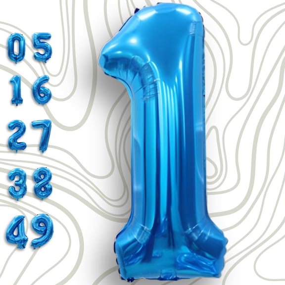 Blue Number 1 Foil Balloon 16 inch Small - Air Fill Only Metallic Royal Dark Blue Mylar Balloons for 1st Birthday Party, Anniversary, Milestone Decor
