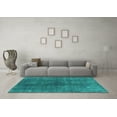thumbnail image 3 of Ahgly Company Machine Washable Indoor Rectangle Oriental Turquoise Blue Industrial Area Rugs, 4' x 6', 3 of 4
