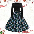 thumbnail image 2 of Fsqjgq Maxi Dresses for Women 2024 Vintage Christmas Dresses for Women Long Sleeve Crew Neck 1950s Evening Party Prom Party Dress Belt Ruffle Dress Black Dresses Midi Dresses for Women 2XL, 2 of 4