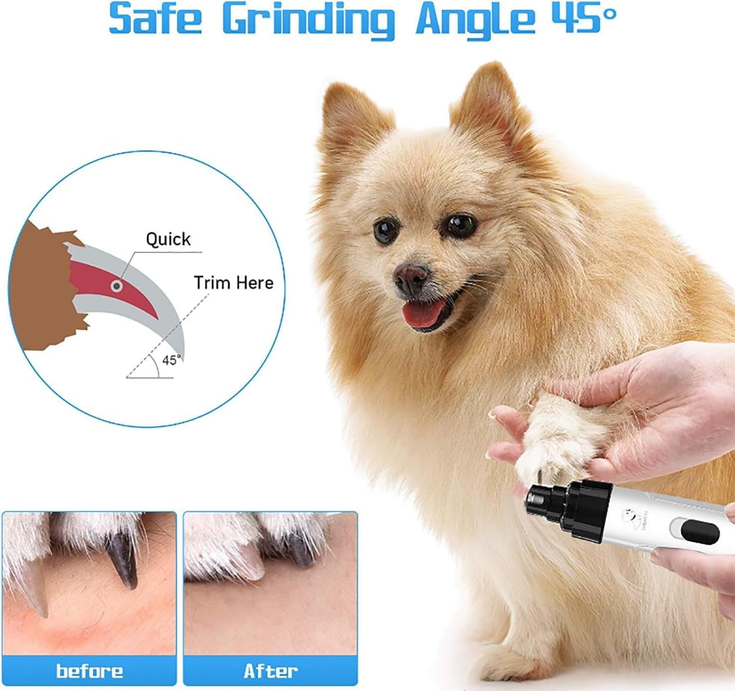 Silent Groom Pro, Silent Grind Pro Dog Nail Trimmer, Silent Grind Pro for Dogs, Dog Nail Grinder Rechargeable, Electric Pet Nail Trimmer (2pcs)