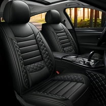 Car Seat Covers Fit for Chevy Equinox 2011-2025: 5 Seats Faux Leather Waterproof Seat Protectors (Black) - 2 Rows