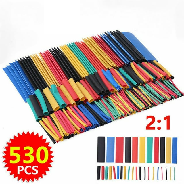 127/328/530 Pcs Kit d'Assortiment de Tubes Rétractables à la Chaleur