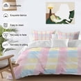 thumbnail image 3 of 3 Piece Colorful Plaid Duvet Cover Set Full Size,Microfiber Comforter/Quilt Cover with Corner Ties and 2 Pillowcases,Modern Pink Blue Yellow Stripes Checked All Season Bedding with Zipper Closure, 3 of 8