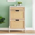 thumbnail image 2 of Entryway Shoe Cabinet with 2 Flip Drawers, Free Standing 2 Tier Slim Shoe Organizer, 3-Gear Adjustable Drawers, White, 2 of 7