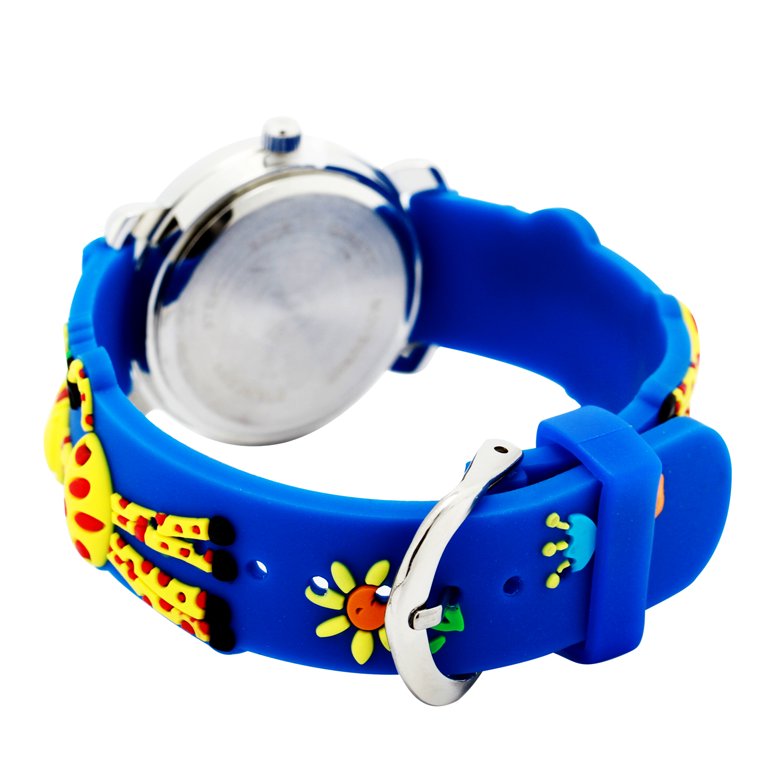 Kids Watches 3D Cute Cartoon Waterproof Silicone Children Toddler Wrist  Watches for Boys Girls Little Child（Blue giraffe） 