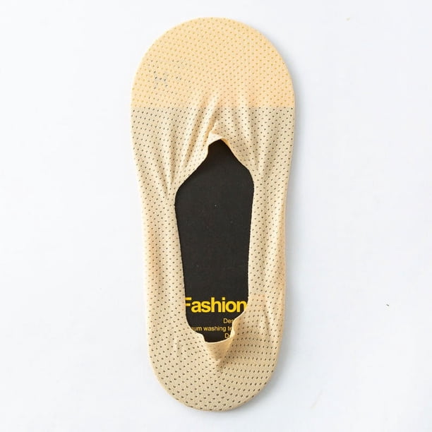 Calcetines cortos de verano finos y transpirables de malla de seda de hielo de algodón con parte inferior que absorben el sudor, calcetines náuticos antideslizantes y discretos para hombre