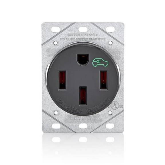 Leviton 3018872 50A 250V Single Black Outlet - 14-50R