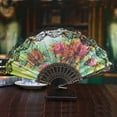 thumbnail image 2 of kjfeif Foldable Fan Handheld Fabric Bamboo Fan Chinese Vintage Style Hand Held Folding Fans for Party Wedding Dancing Decoration, 2 of 6