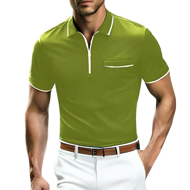 Men s Golf Shirt Casual Sports V Neck Ribbed Collar Short Sleeve Fashion Casual Solid Color Plain Spring Summer Regular Fit 2XL Walmart en linea