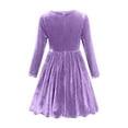 thumbnail image 4 of Posijego Girls Velvet Long Sleeve Dress Solid Color Vintage Velour Party Christmas Evening Flowy Dresses for Girls, 4 of 7