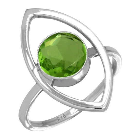 925 Sterling Silver Ring Peridot Quartz Handmade Jewelry