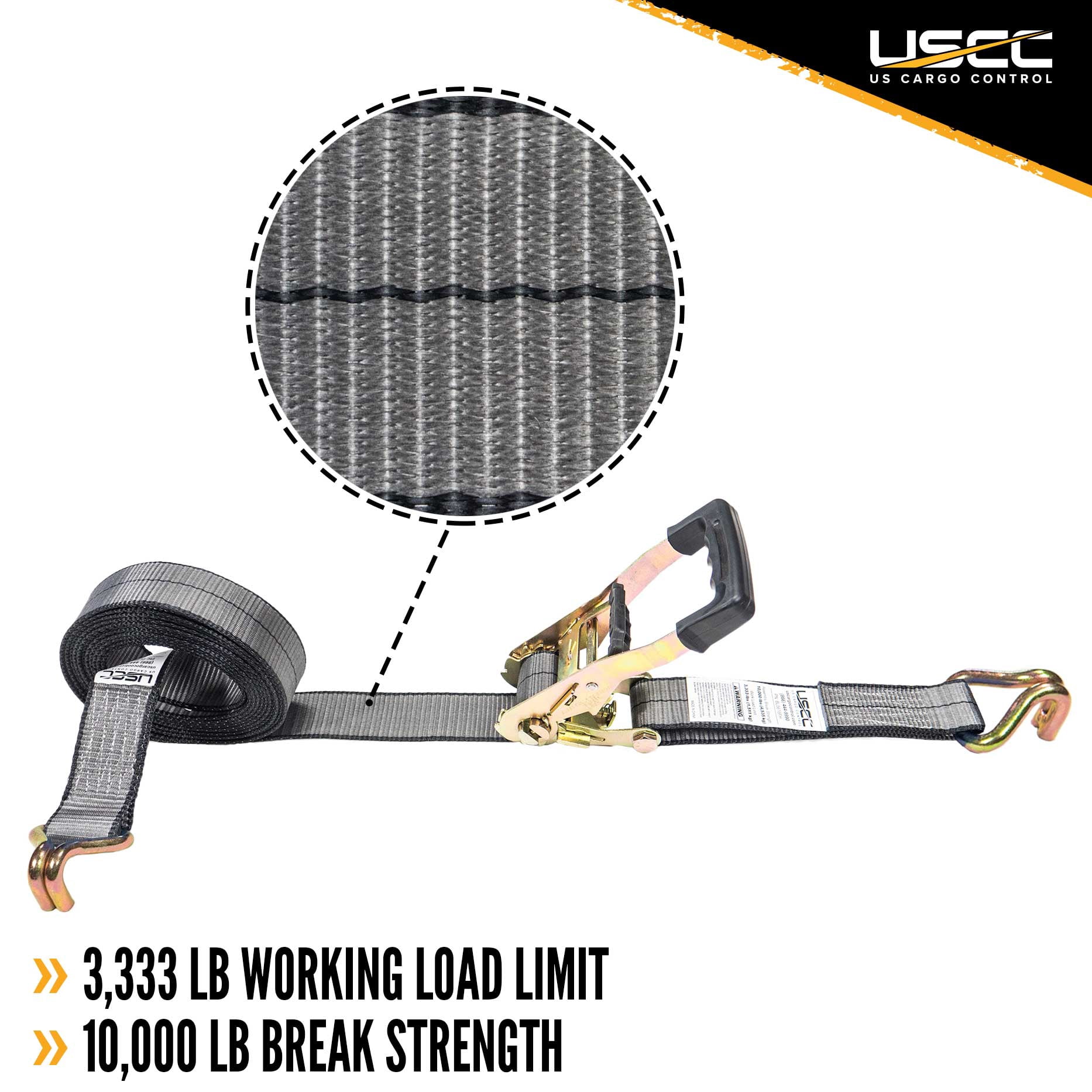 Blackline 2" x  18' Ratchet Strap w/ Double J Hooks