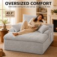 thumbnail image 2 of SESSLIFE 65" Oversized Chaise Lounge Chair Indoor, Corduroy Boneless Sofa Bed with Wide Armrest 3 Pillows, Upholstered Cloud Sofa Couches for Living Room, No Assembly Require, Light Gray, 2 of 7