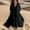 Black, variant on Womens Summer Cotton Linen Blend Flowy Maxi Dress Short Sleeve V Neck Empire Waist Boho Tiered Ruffle Casual Loose Long Dresses for Beach & Vacation