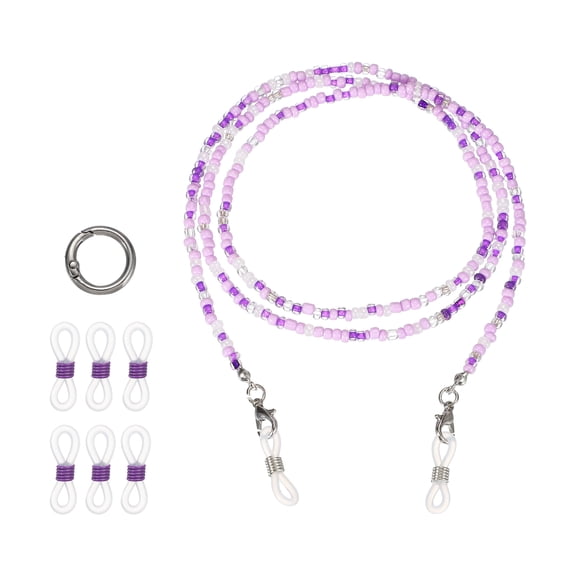 Uxcell Stylish Eyeglasses Chain for Woman with Anti-slip Loops Clear Purple