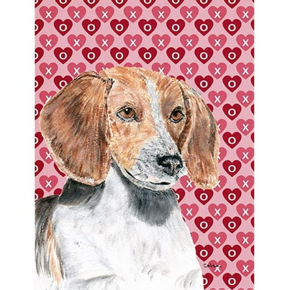 English Foxhound Valentines Love Flag Garden Size